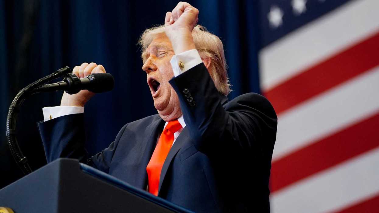 U.S. President Donald Trump gestures during an event at The Villages Charter School at The Villages, Florida, U.S., May 1, 2026.
