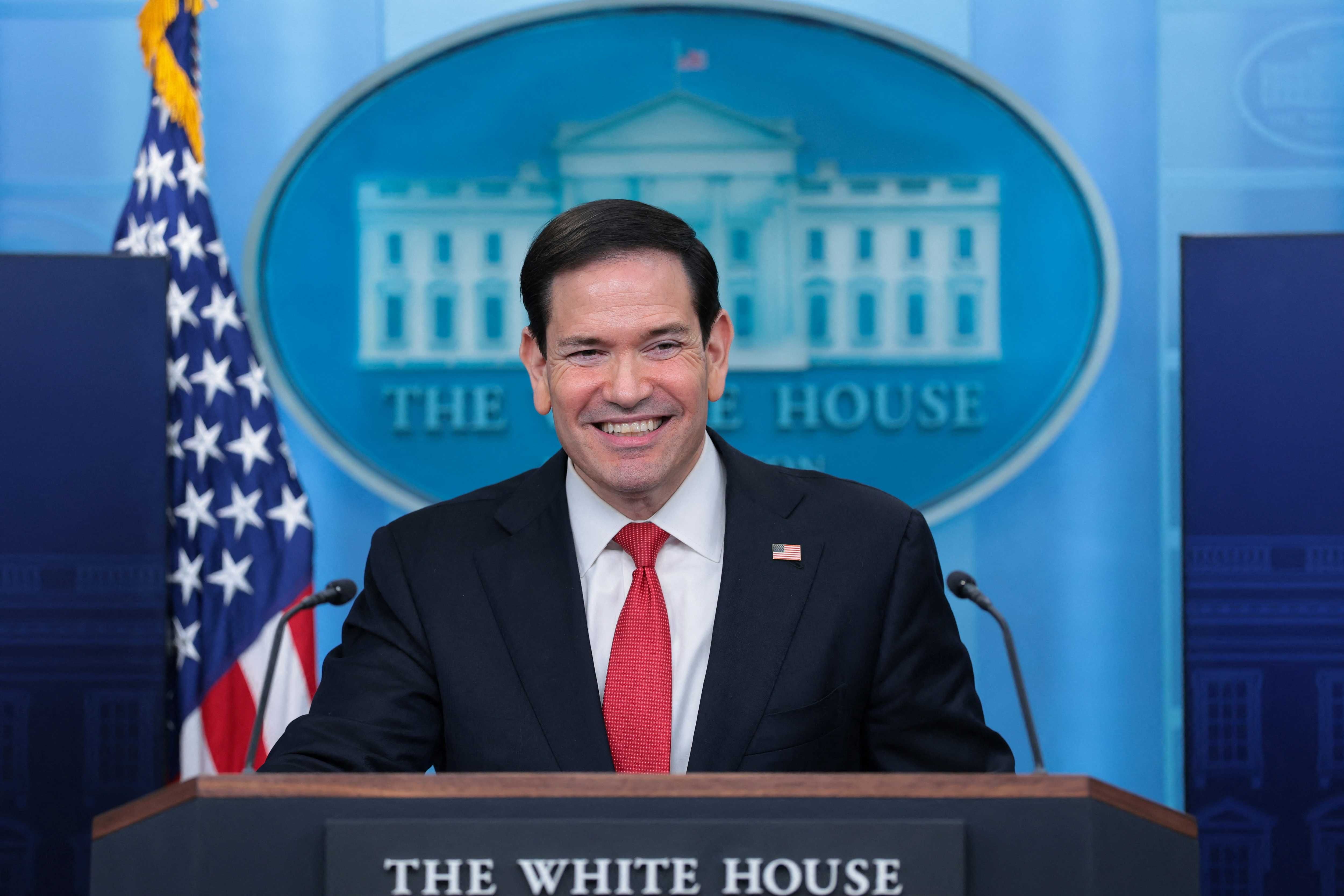 U.S. Secretary of State Marco Rubio holds a press briefing in the James S. Brady Press Briefing Room at the White House in Washington, D.C., U.S., May 5, 2026.